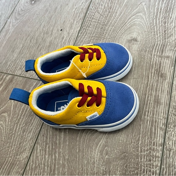 NWOT Vans Kids ERA Lace Suede Color Block Shoes Sturdy - 3.5T - Yellow Blue Red - Picture 4 of 4